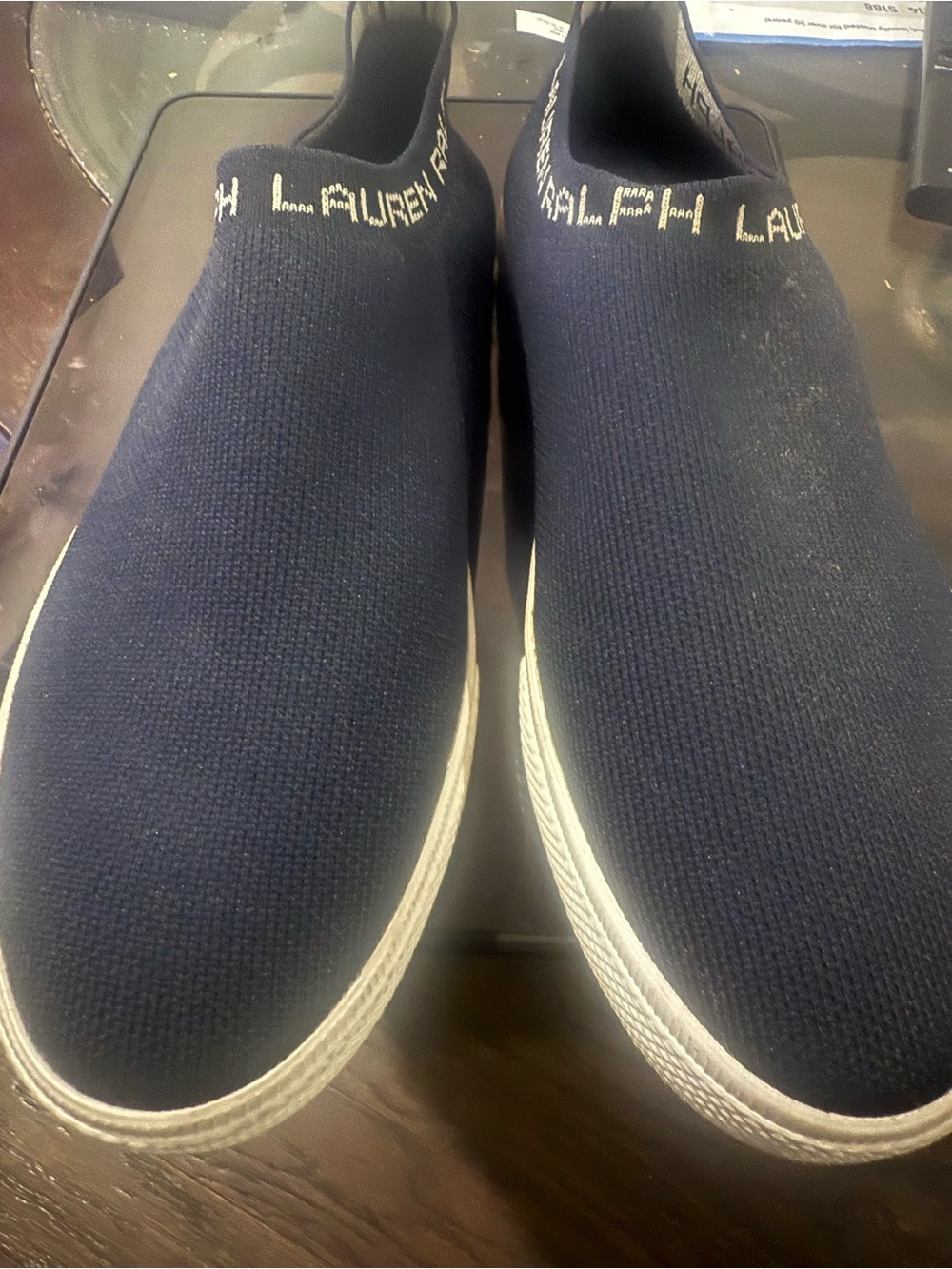 Polo by Ralph Lauren Navy and Yellow Slip-On Athletic Shoes